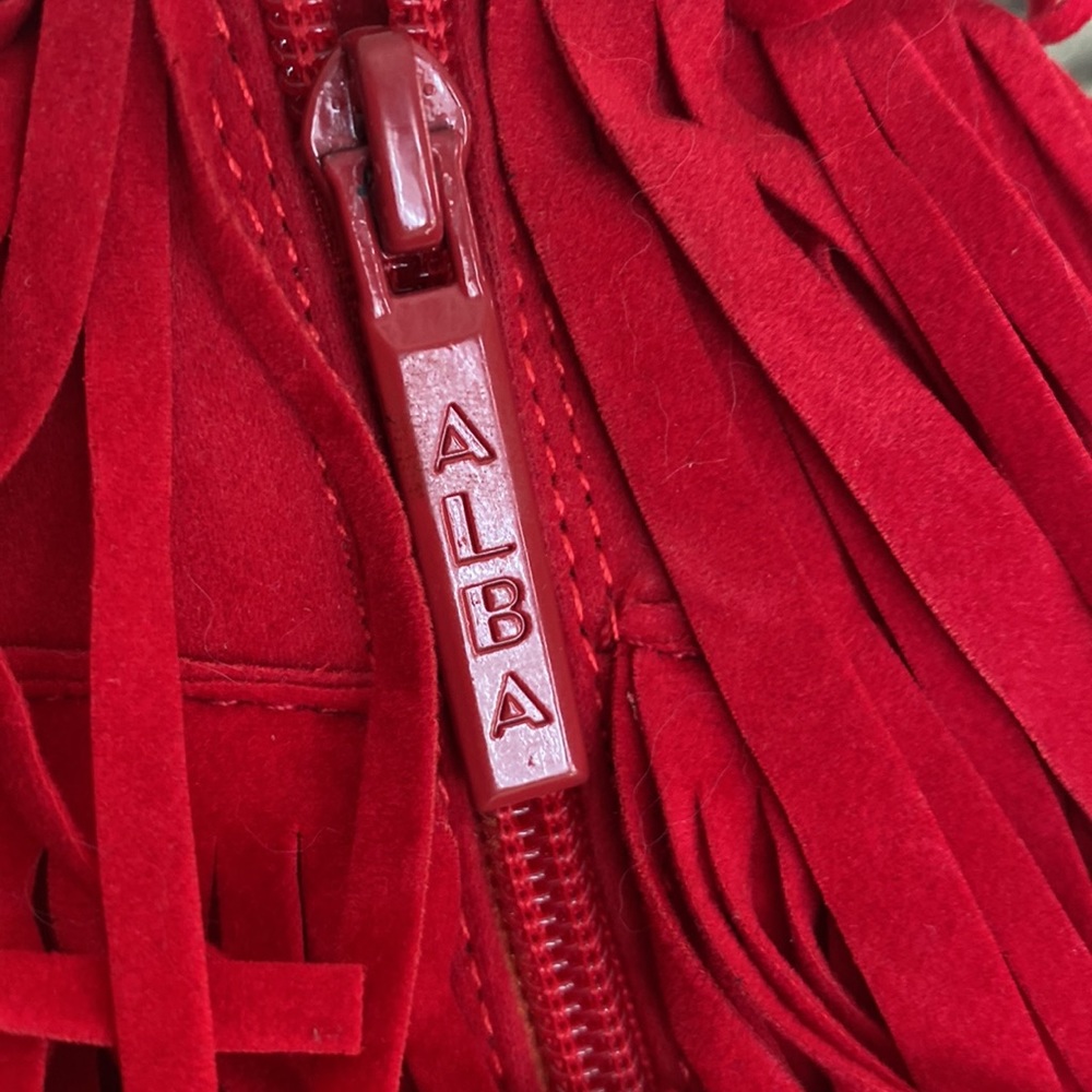 Faux Red Suede Platform Booties - image 6